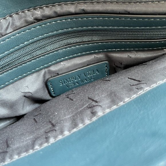 SATCHEL WOMEN'S BLUE / GREEN FAUX LEATHER SIMPLY VERA WANG BEDFORD HAND BAG - Picture 3 of 9
